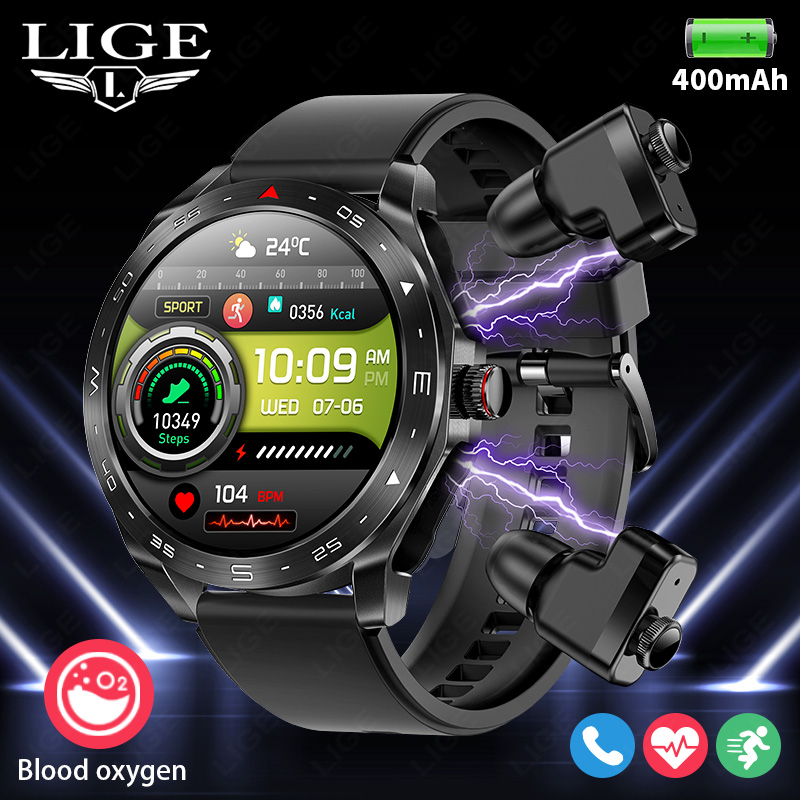 Smartwatch Headset - LIGE-Montre intelligente étanche avec écouteurs pour