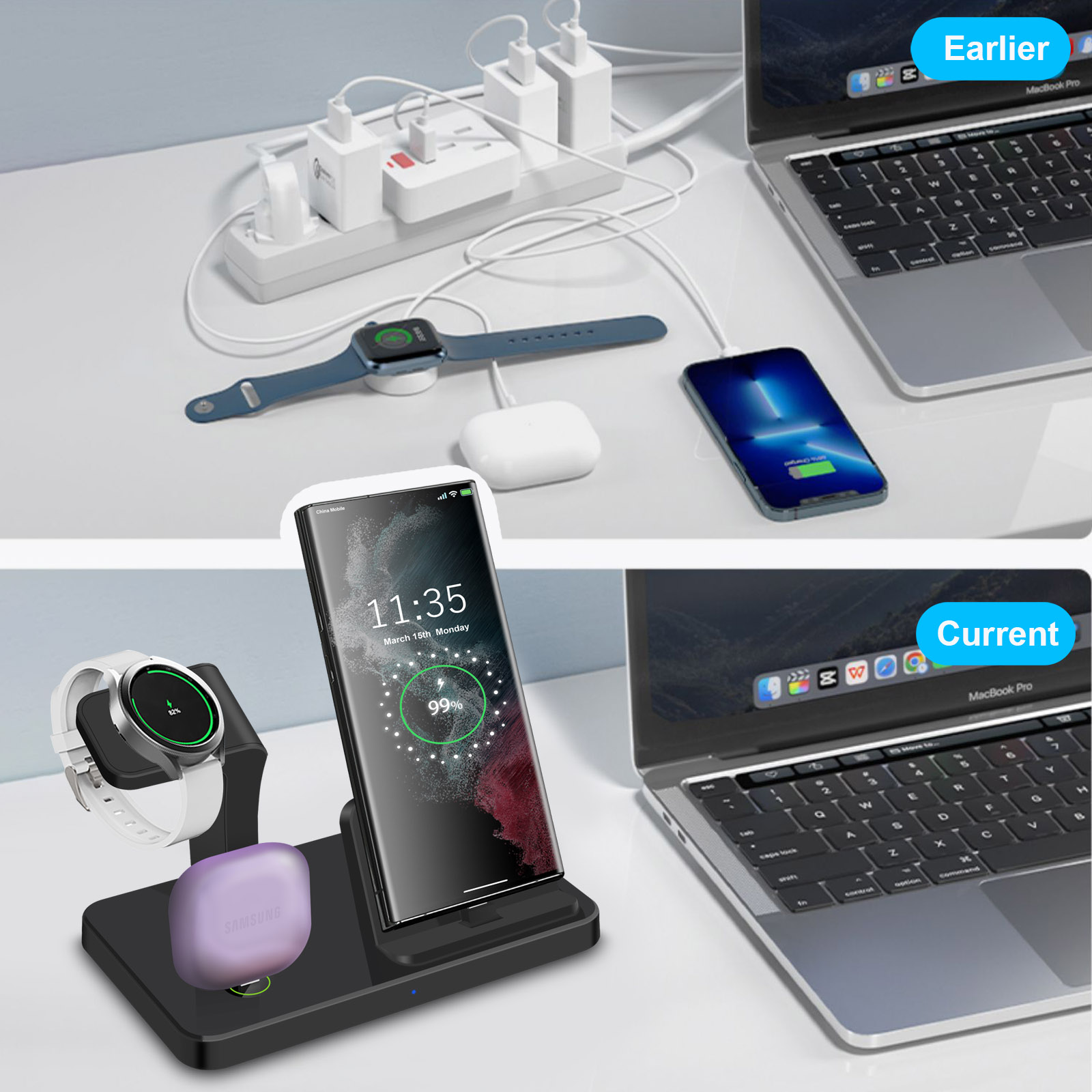 Station de charge rapide 3-en- - Wireless Charger Watch avis et prix