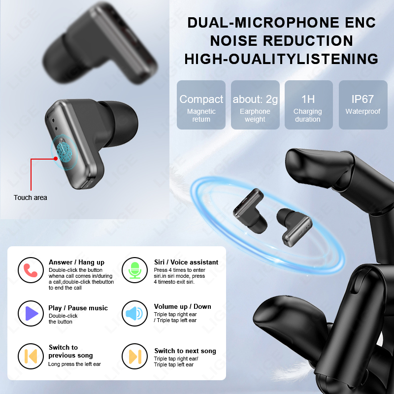 LIGE TWS 2 en 1 casque montre  - Smartwatch Headset avis et prix